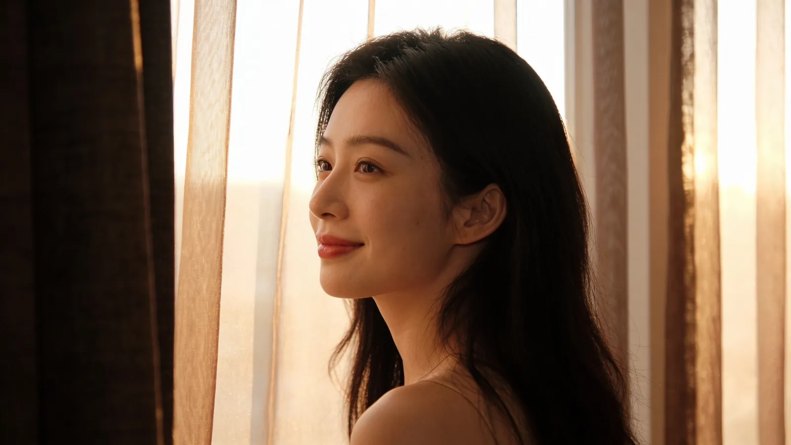 An East Asian woman in her late 20s with natural soft lips and a subtle smile — illustrative image