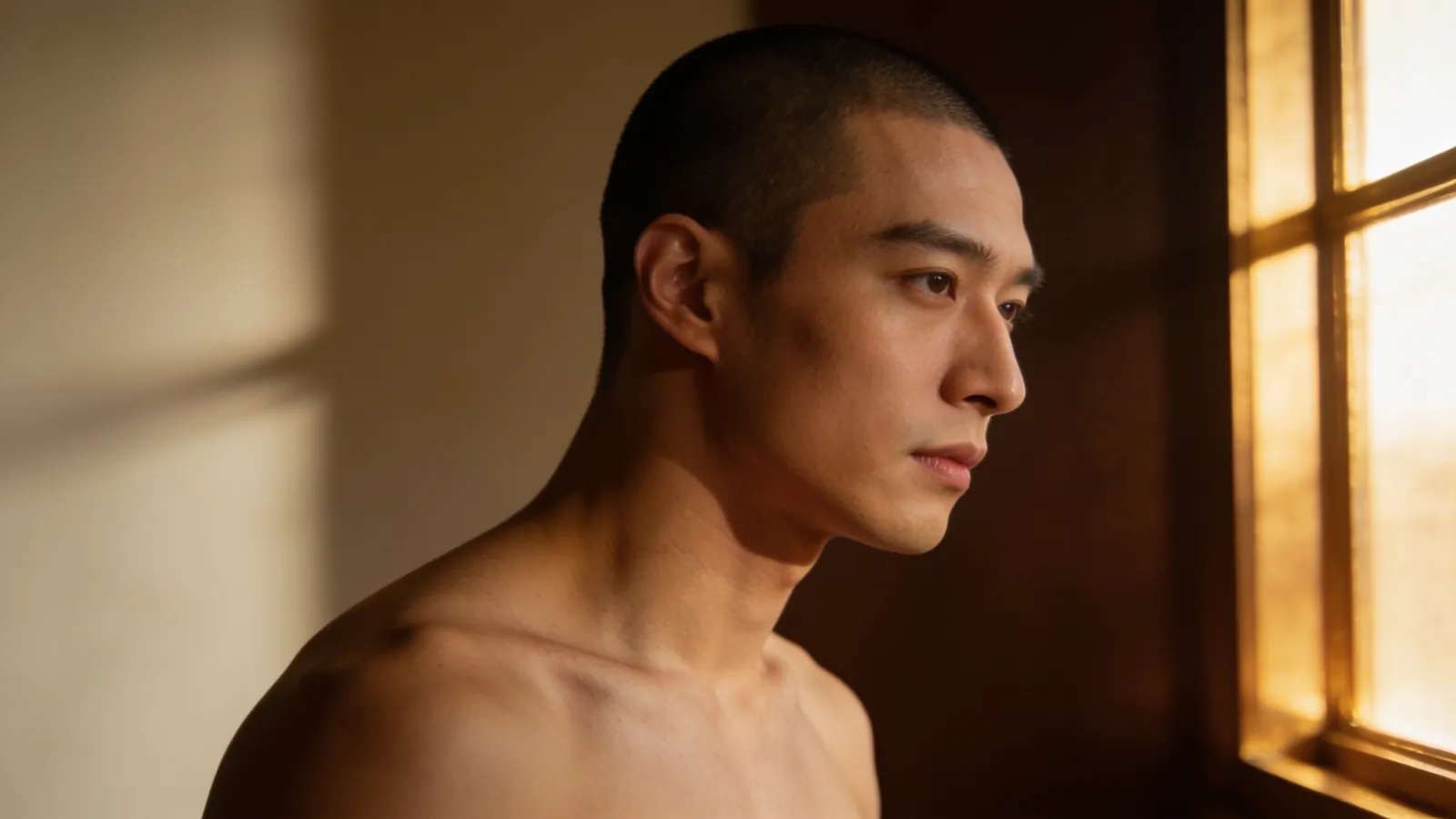 An East Asian man in his late 20s in three-quarter profile with a defined nose bridge — illustrative image