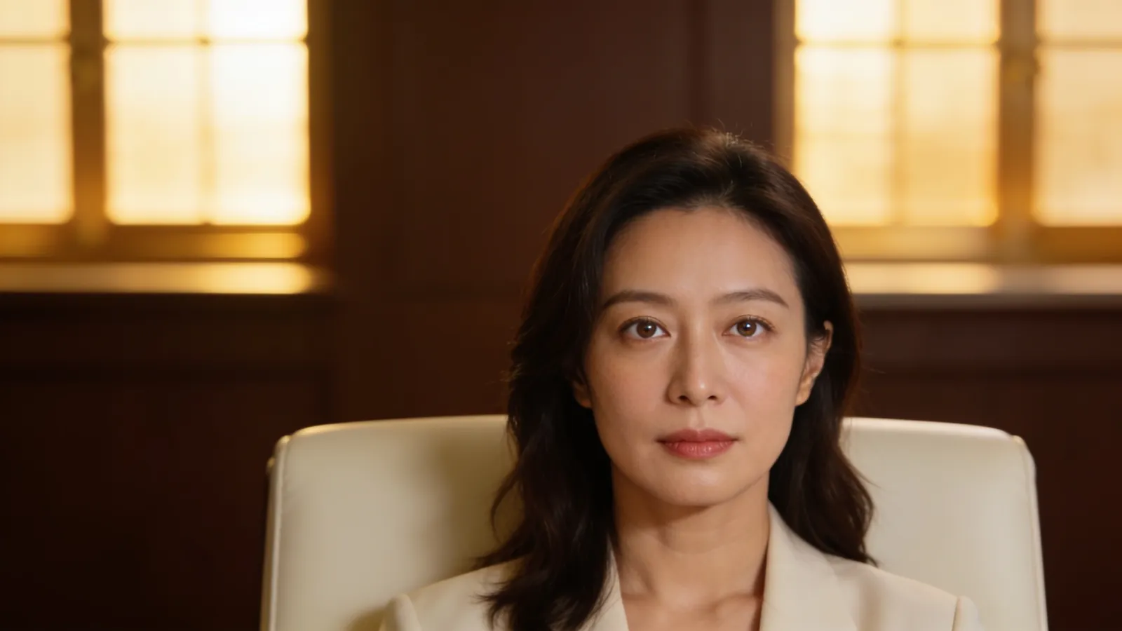 An East Asian woman in her late 30s looking straight ahead with bright refreshed eyes — illustrative image
