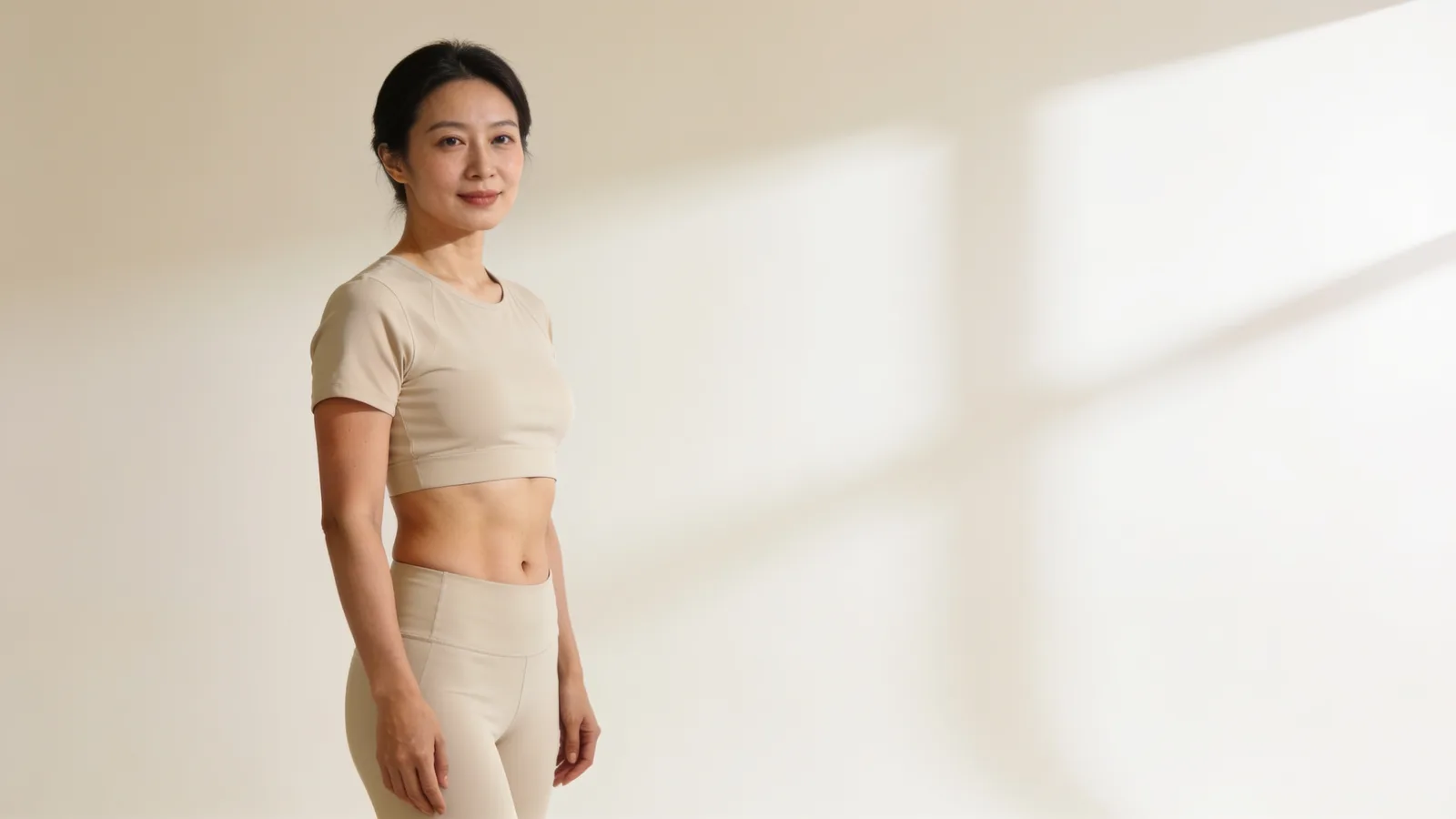 Illustrative model in a bright studio — not a patient