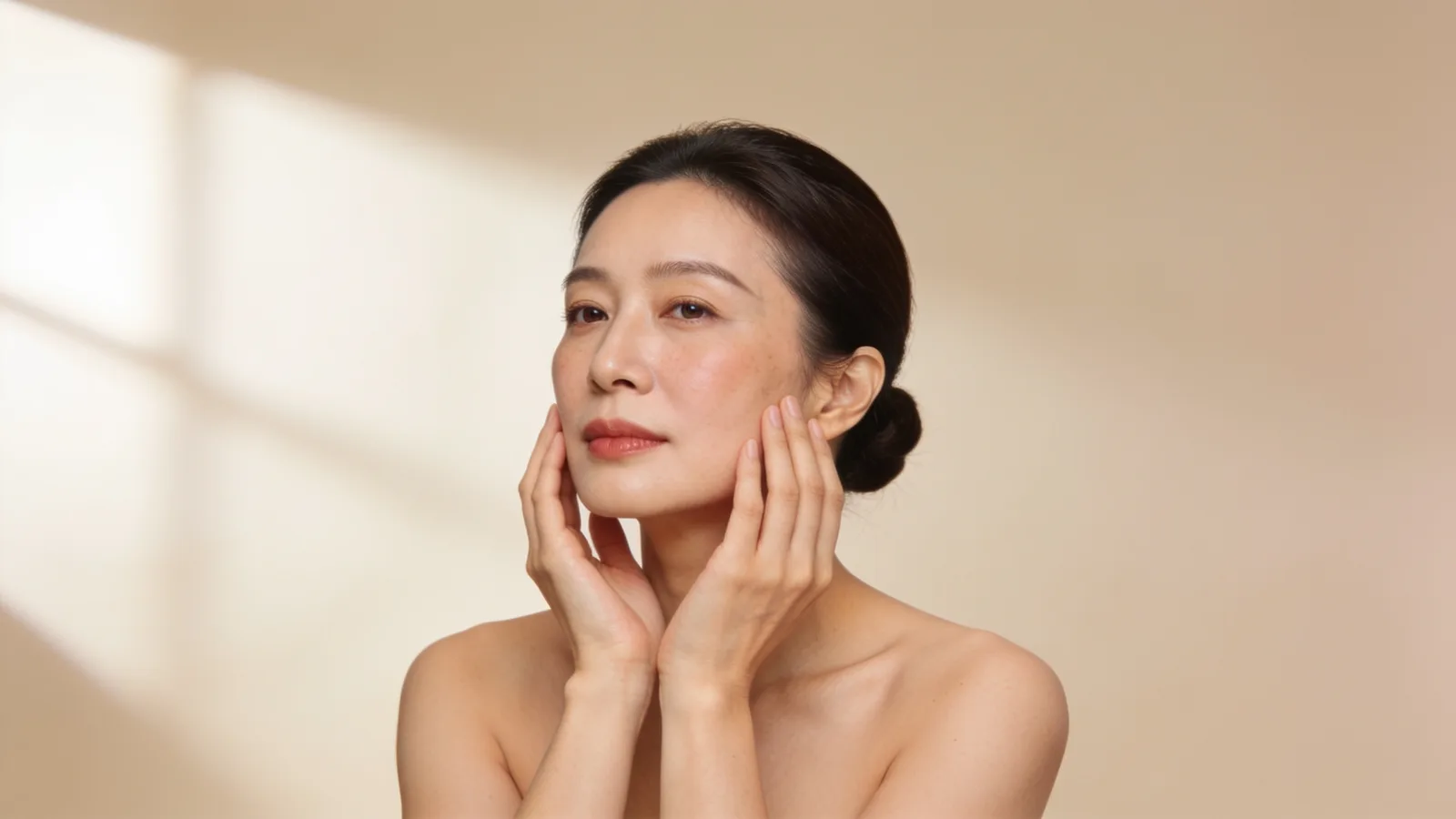 Illustrative model with a natural cheek contour — not a patient